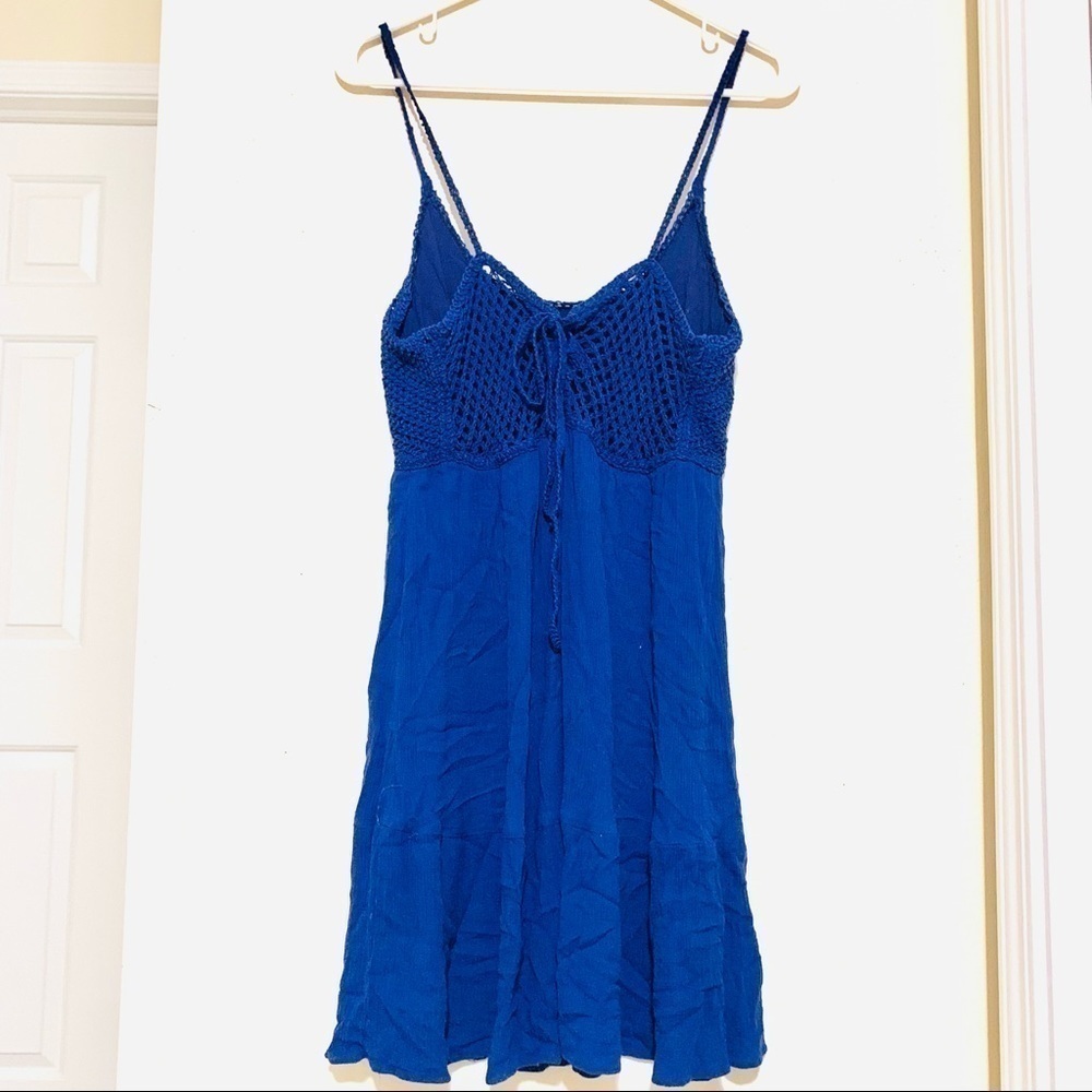 RARE UMGEE blue crochet hobo dress women’s size L lagenlook beach resort retro - Picture 2 of 9